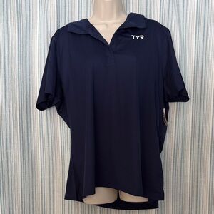 Women’s TYR Navy Short-Sleeve Performance Polo Size 2XL NWT